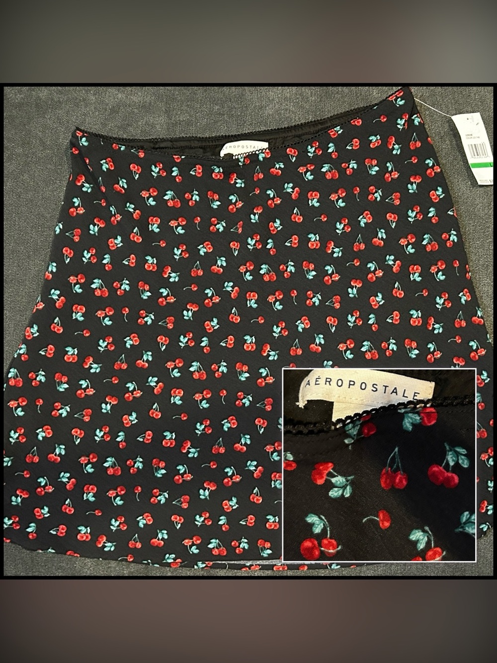 Aeropostale Black Cherry Print Mini Skirt Large
